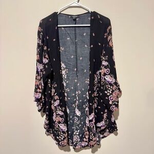 Floral Black Kimono Robe
